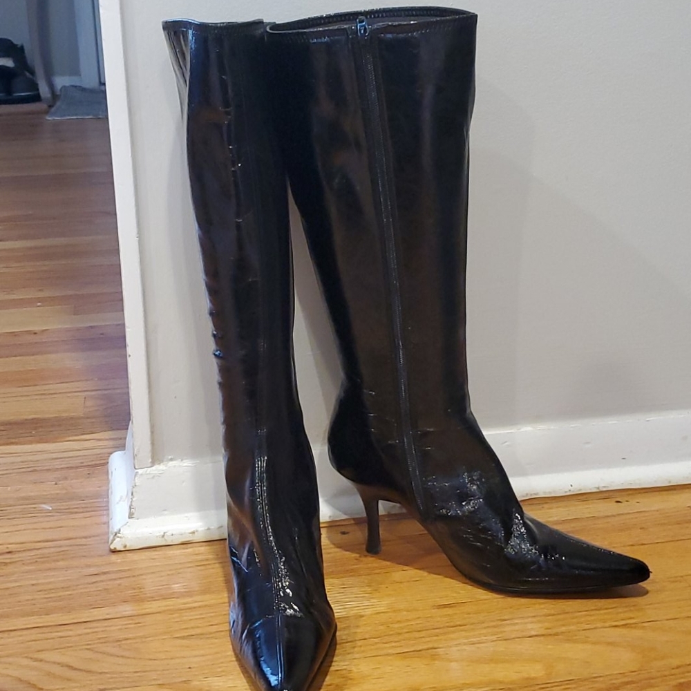 Black patent leather boots